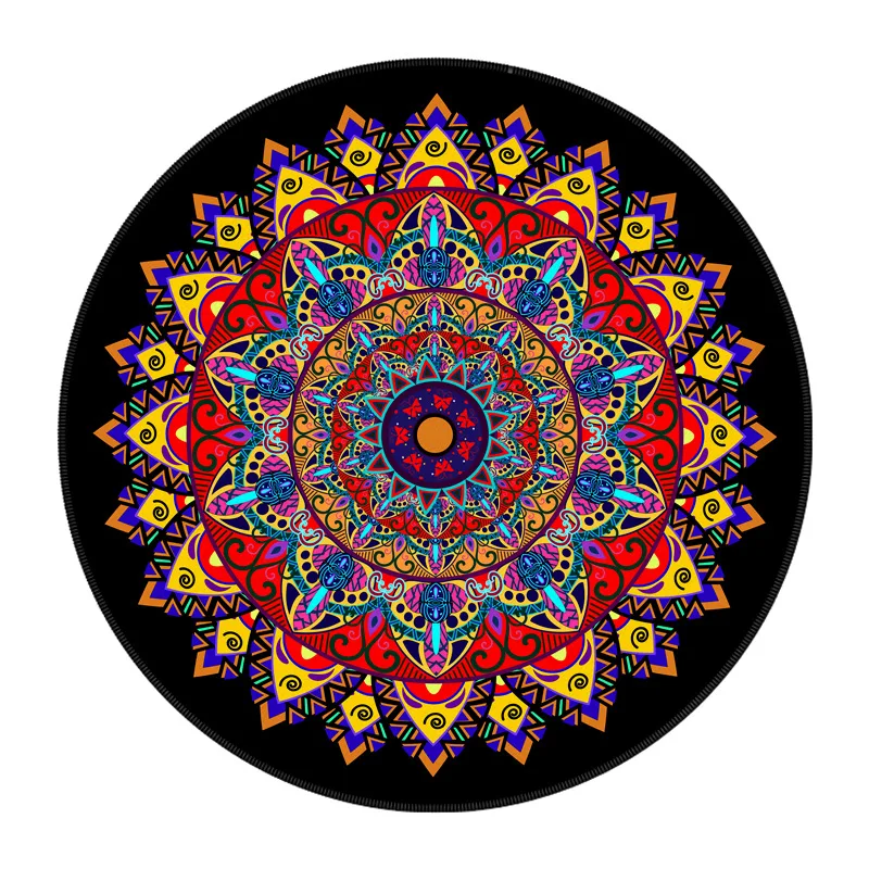 

National Wind Gold Diamond Velvet Round Carpet Water Absorbing Floor Mat Meditation Blanket Tea Table Bedroom Office Rug