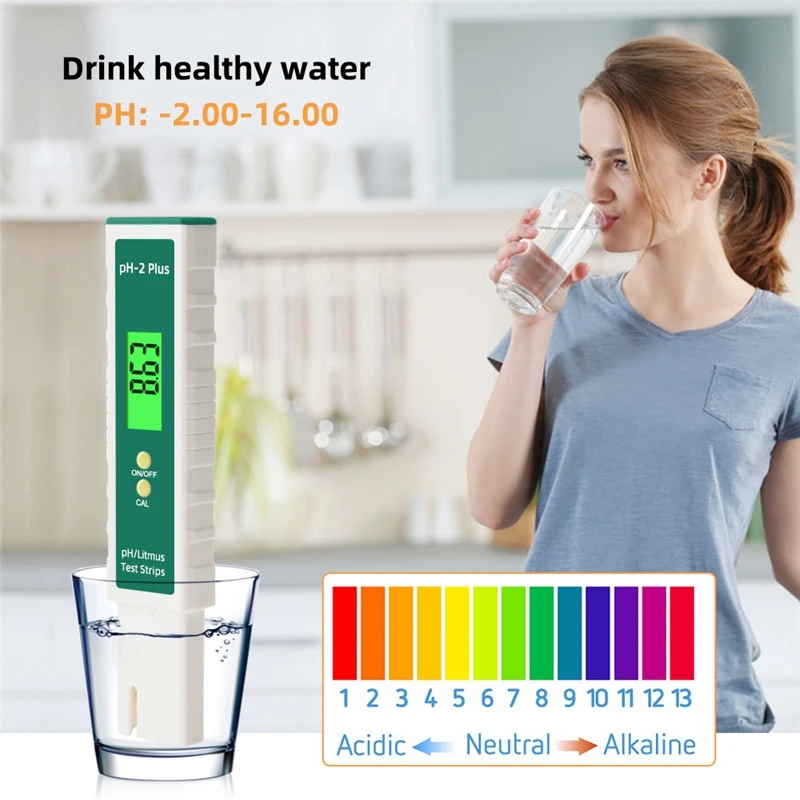 

Digital PH-2 Plus Mete 2.00-16.00 Litmus Tester ATC High Precision 0.01 Test Color Change Backlit Water Quality Meter