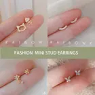 Женские серьги-гвоздики с бабочкой, цветком и фианитом