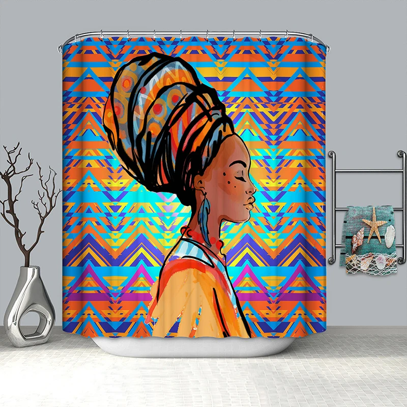 

Afro African shower curtain 3d drop shipping curtain bathroom decor new arrival black girl shower curtain