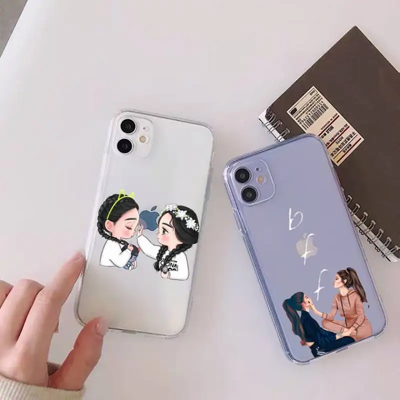 

Girls Bff Best Friends Forever Phone Case For iphone 13 12 11 mini x xs xr pro max 8 7 6s 6 plus Transparent soft