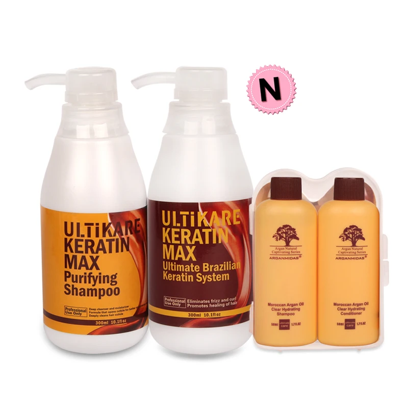 

300ml 5% Formalin Brazilian UltiKare Keratin Treatment+300ml Purifying Shampoo Straighten Normal Cruly Hair+Free Gift Hair Set