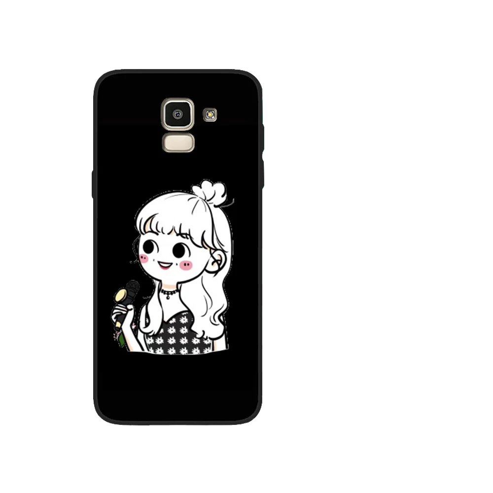 

Cartoon girl black for Samsung Galaxy A7 2018 A10 20 40 50 70 A6 A8 A5 A11 31 51 S20 Ultra Cover Phone Case Cover Funda Capa