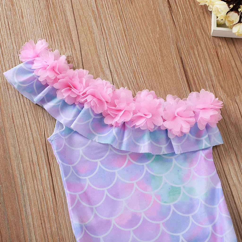 Цельный Детский купальник с цветочным принтом для девочек купальный костюм