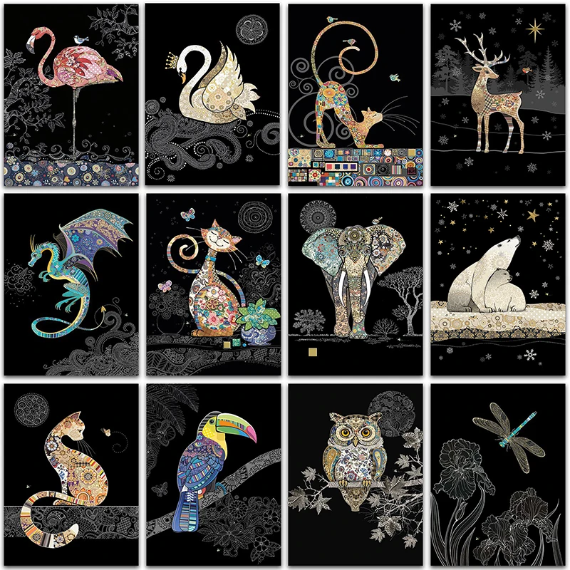 

Алмазная 5D картина «сделай сам», мозаика с квадратными и круглыми стразами с изображением животных, кота, лисы, лебедя, фламинго, дракона, вышивка крестиком, украшение для дома