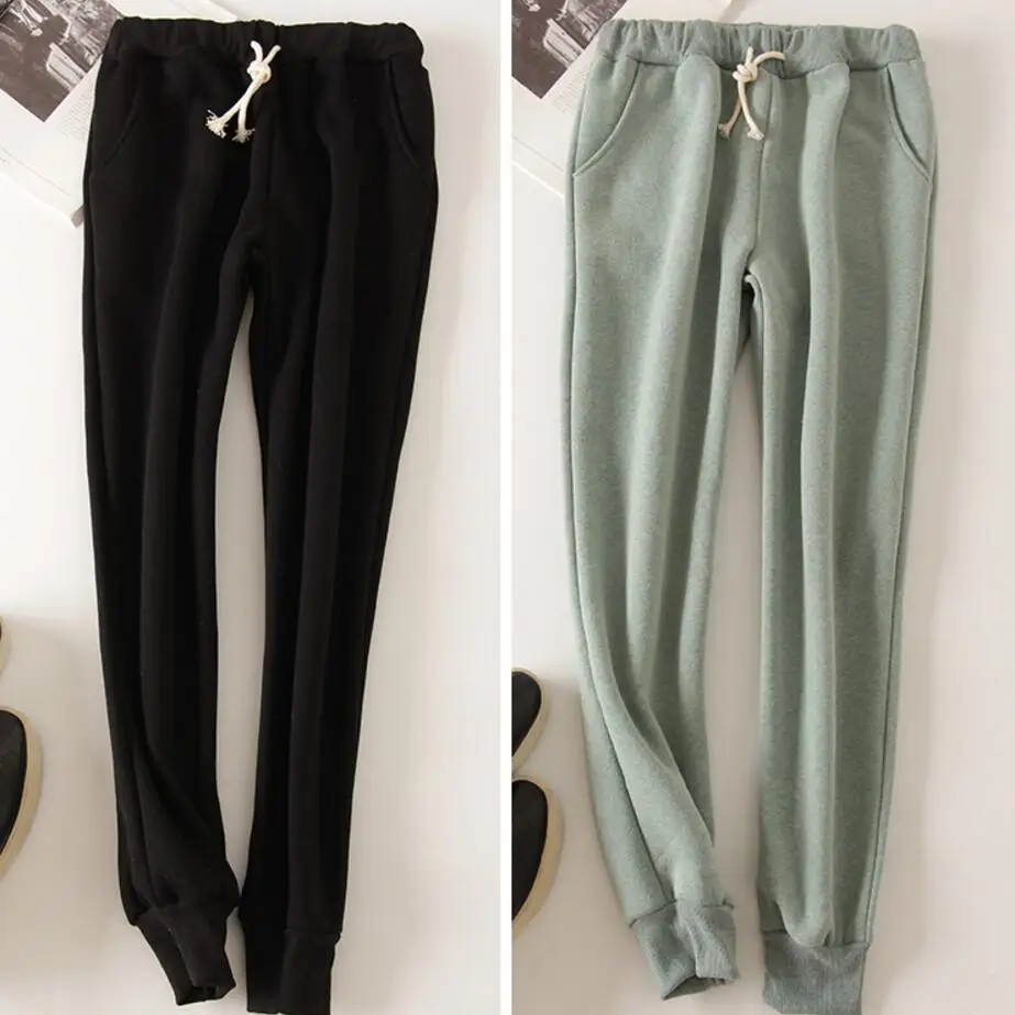 

2019 Winter cotton pants lambskin sweatpants wool casual pants plus velvet thickening pants large size pants women