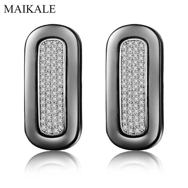 Женские квадратные серьги с фианитом MAIKALE трендовые большие из меди и золота