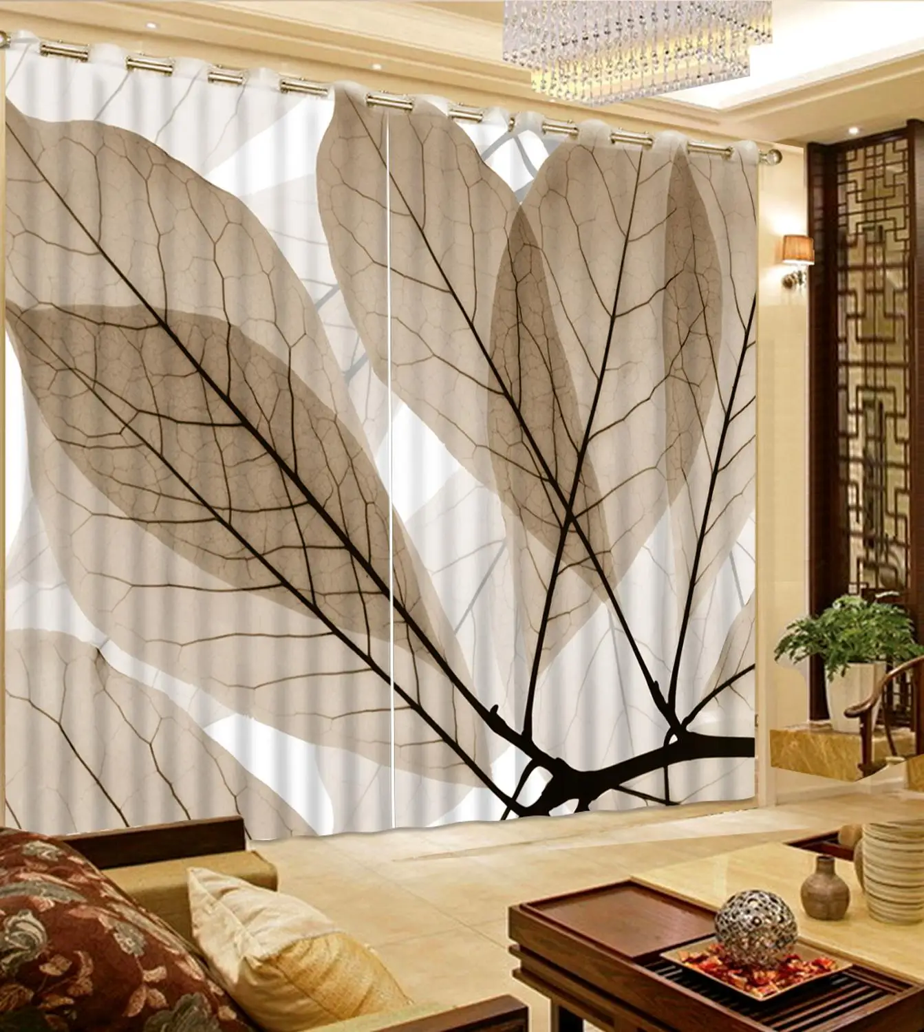 

Современные оконные шторы на заказ, занавески с абстрактными листьями для гостиной, спальни, Фотошторы, затемняющие шторы