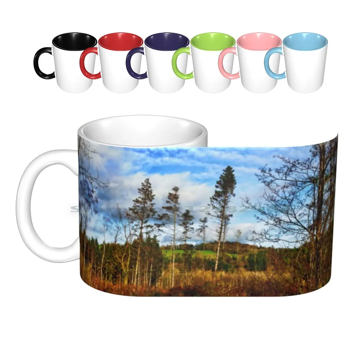 

Ffynnone Woods Ceramic Mugs Coffee Cups Milk Tea Mug Autumn Falls Ffynnone Leaves Pembrokeshire Trees Wales Water Woods