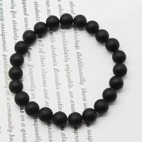 natural beaded bracelet women men 4681012mm natural stone matte black onyx healing beads stretch charm yoga women jewelry