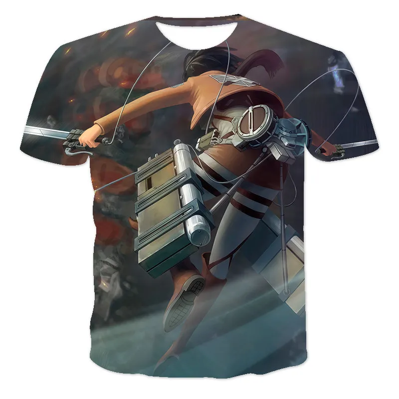 

2021 Japanese Anime Attack Giant T-Shirt Levi Ackerman Anime Print Dark Top Ulzzang Harajuku Loose Gothic Boys And Girls T-Shirt