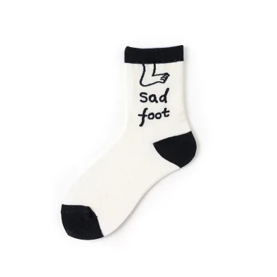 Sad feet Jerrinut 1 пара носки женские теплые веселое Harajuku childlike Kawaii повседневные хлопковые милые корейские с принтом Смешные забавные носки - Цвет: Sad feet