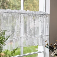 white lace short curtains for living room french elegant floral tulle curtains for kitchen bathroom door decorative half curtain