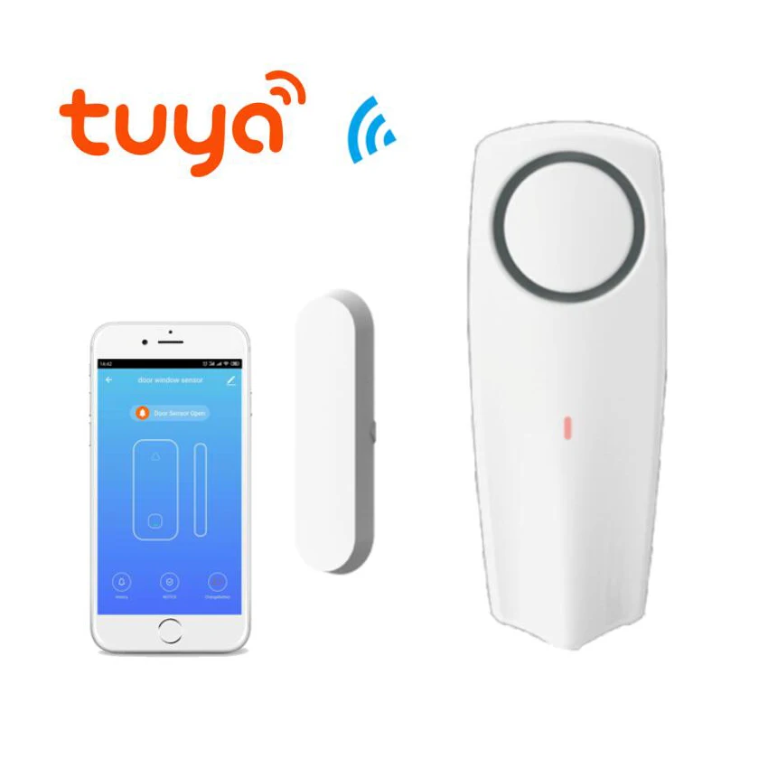 Wireless Tuya Music Window Door Sensor Smart Opening Detector Independent Alarm Alexa Google Home IFTTT for Burglar | Безопасность и