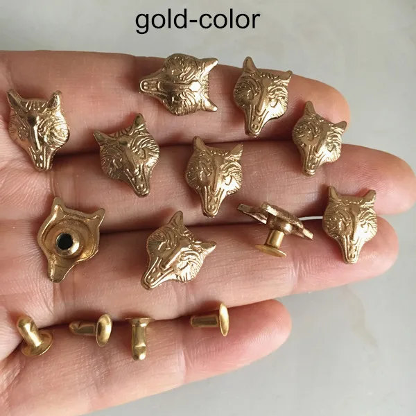 Gold Новое поступление! Золотые лисички заклепки, 11*14 мм модные DIY металлические заклепки Шпильки, кожаные поделки, ботинки, ремень, сумки, шляпа украшения 100 набор - Цвет: Gold