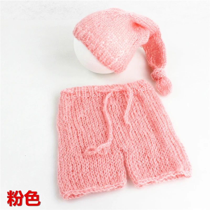 Mohair-ropa de ganchillo para beb&eacute;, accesorios de fotograf&iacute;a para reci&eacute;n nacido, conjunto de gorros para ni&ntilde;o, pelele, accesorios de estudio fotogr&aacute;fico DIY para interiores-5