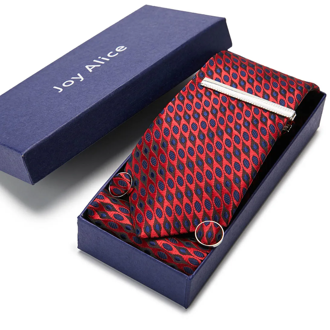 

Classic Festive Gift 100% Silk Tie Handkerchief Pocket Squares Cufflink Set Tie Clip Necktie Box Sliver Shirt Accessories