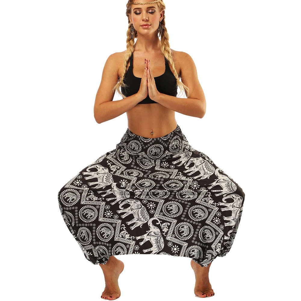 

Yoga Harem Pants Women's High Waist Baggy Hippie Boho Aladdin Genie Pants