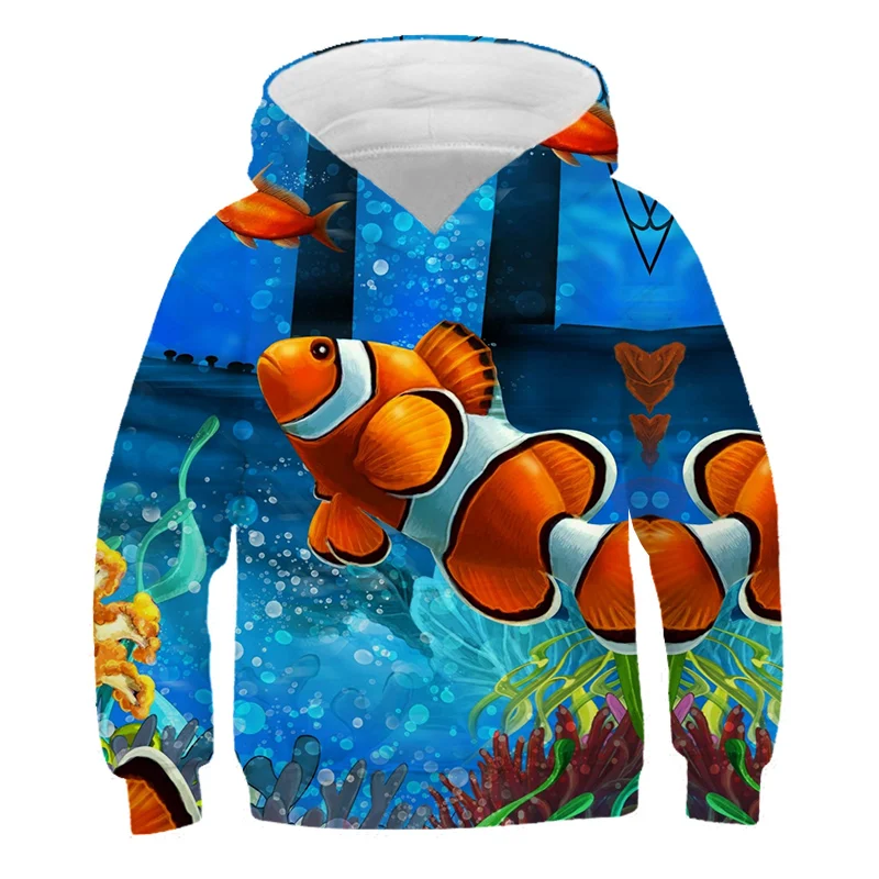 

New Boys Girls Cute Marine organisms 3D Print Hoodie Cartoon Long Sleeve Children Pullover Spring Kid Top Children Clothes 4-14Y