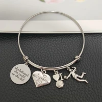 stainless steel i love volleyball wire bangle she believed she could inspiration jewelry gift school charms diy girls bracelets
