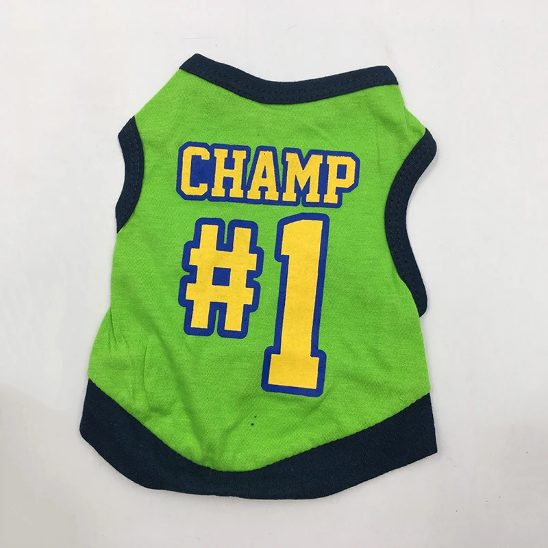 1 шт. жилет для собак летняя модная зеленая футболка щенков с надписью CHAMP #1 одежда
