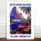 Потрясающий постер для путешествий с Гавайскими мотивами, Художественная печать на холсте, принт с изображением южного моря, острова и панам, настенные картины, холщовые постеры и декоративные принты