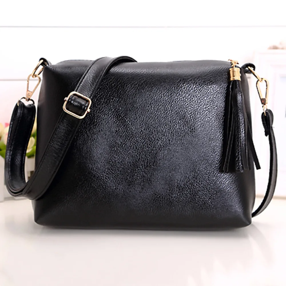 

Women Bags PU Vintage Handbag Women Solid Colors Korean Shoulder Bags Female Tassel Luxury Design High Quality Crossbody Bag
