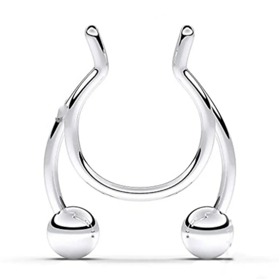 

1pcs Nose Ring 2020 New Nose Clip Medical Stainless Steel Hot Sale Nasal Septum False Nose Ring Piercing Jewelry Cheap