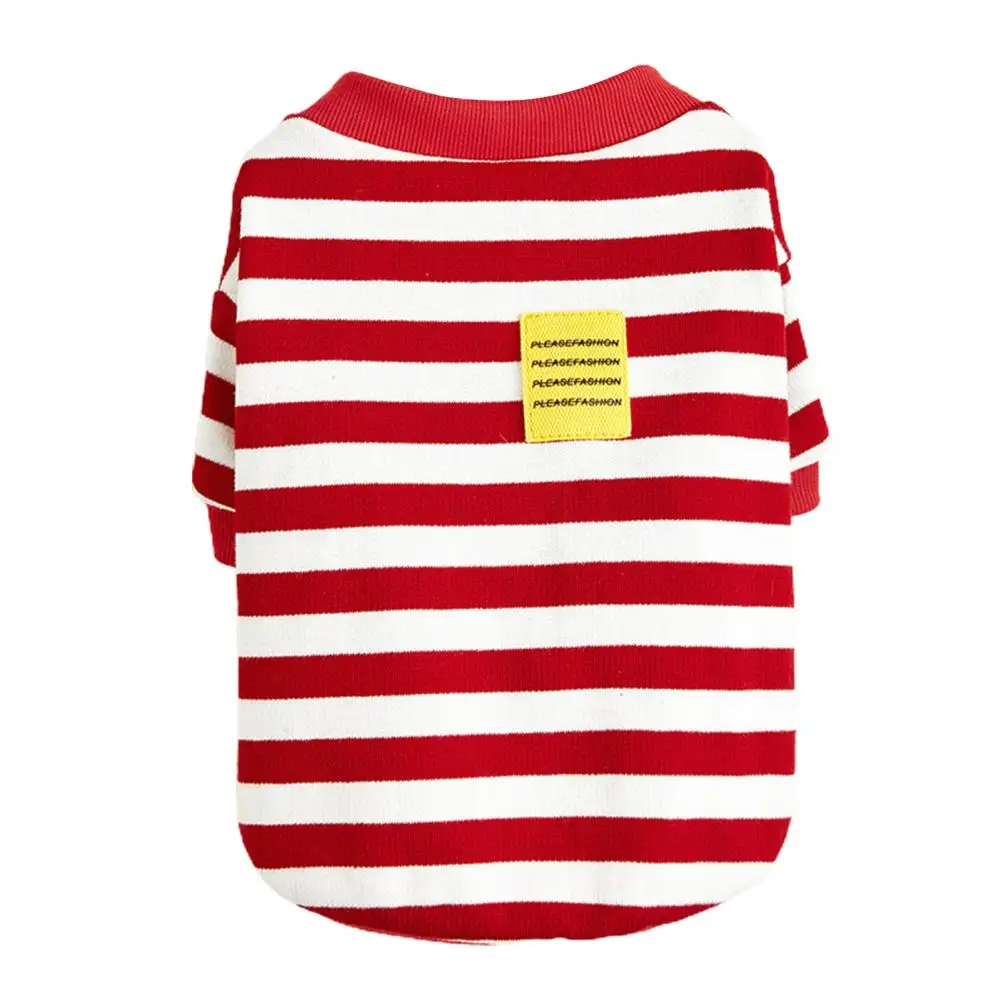 

Pet Cloth Close-fitting Breathable Costume Blouse 4 Sizes Puppy Shirt Stripe Printing for Puppy
