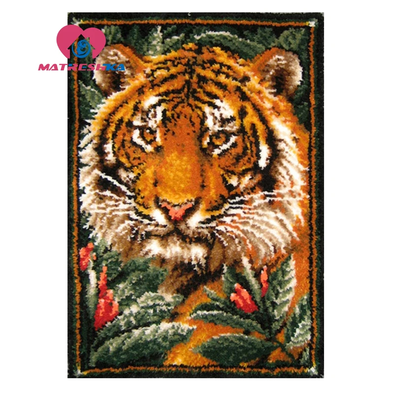 Diy ковер Тигр с защелкой крючок наборы для взрослых городской холст печать