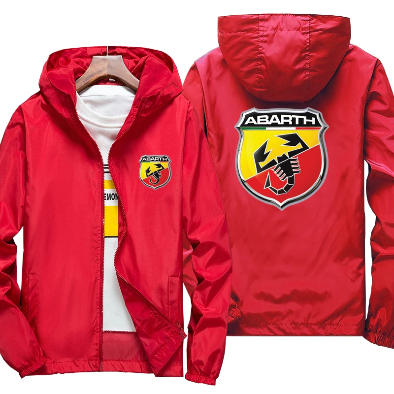 

New Spring Autumn Fashion Men for Abarth Logo Windproof Jacket Hooded Windbreaker Sweatshirts zipper Long Sleeve Coat S-7XL