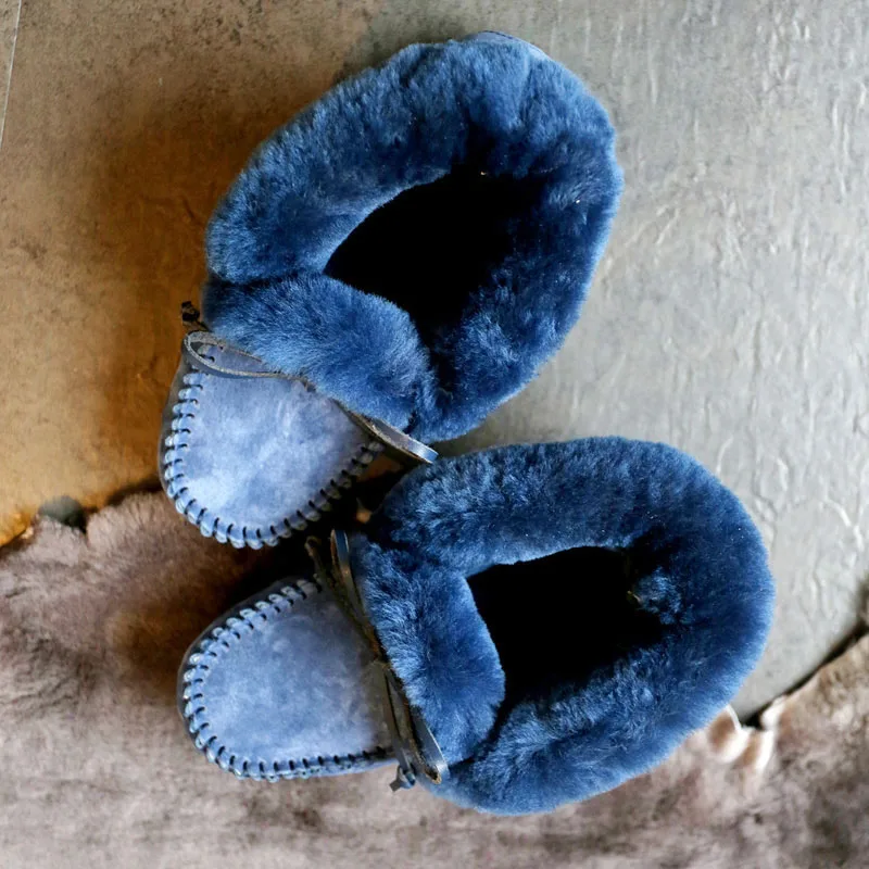 Dark Blue Г., водонепроницаемые женские туфли на плоской подошве из натуральной кожи Удобные зимние теплые ботинки на натуральном меху модная Нескользящая женская обувь - Цвет: Dark Blue