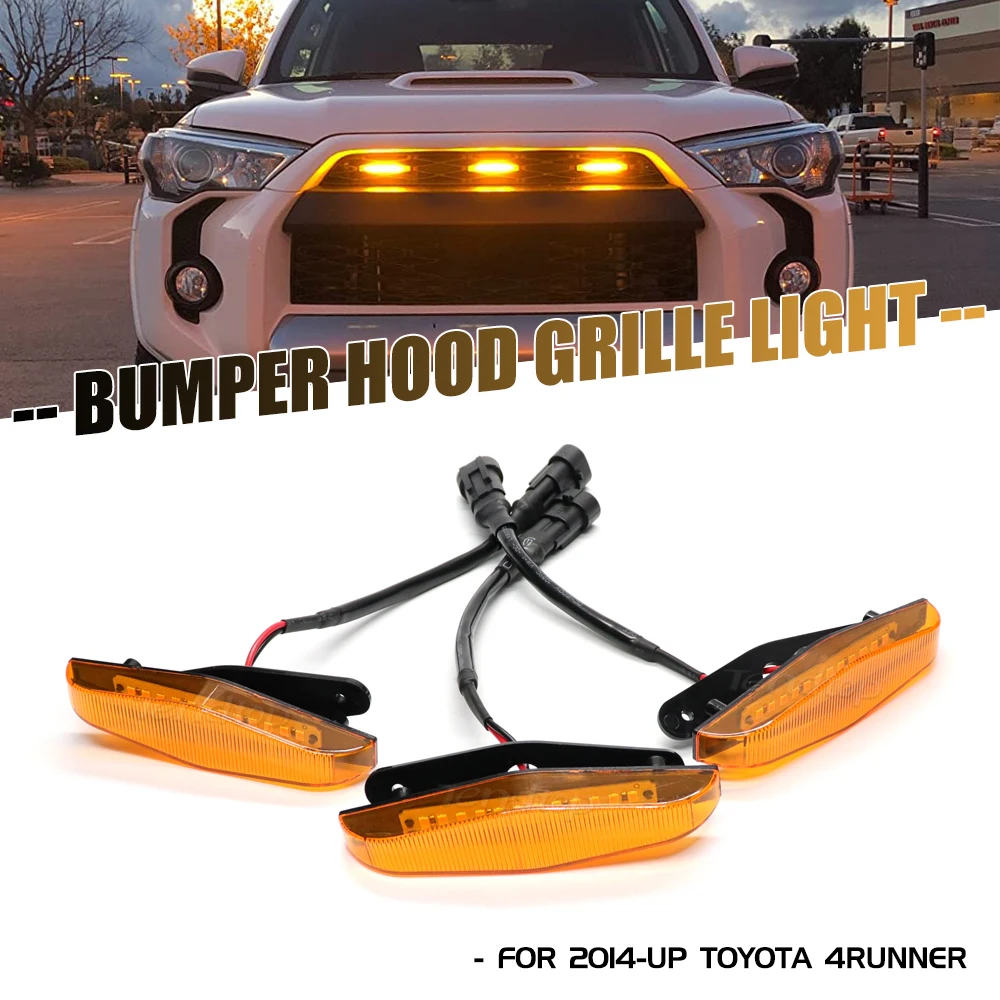 3/5 stücke Lampen Grill Bernstein LED Licht Einsatz für Toyota 4Runner TRD Pro SR5 TRD off-straße Begrenzte 2014-2019 Kühlergrill Beleuchtung