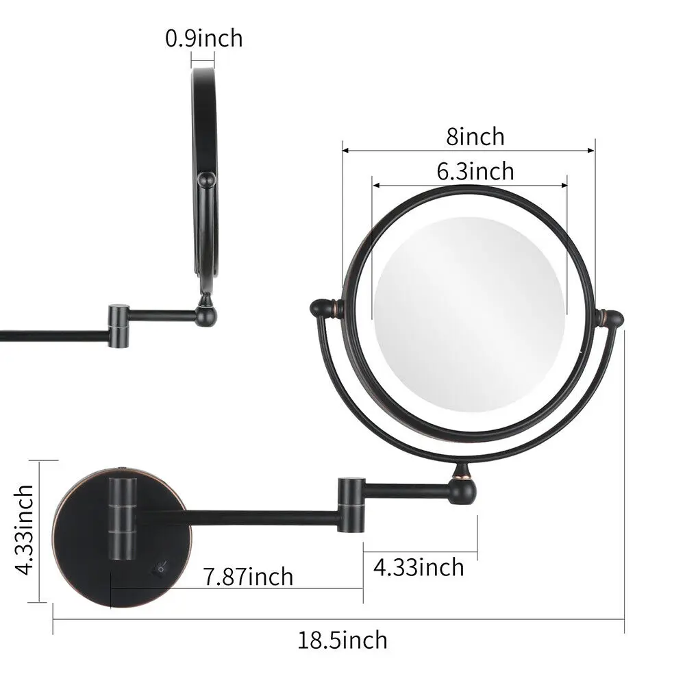 Гурун 8 ''полированная бронза жнвлп освещенные настенный косметическое