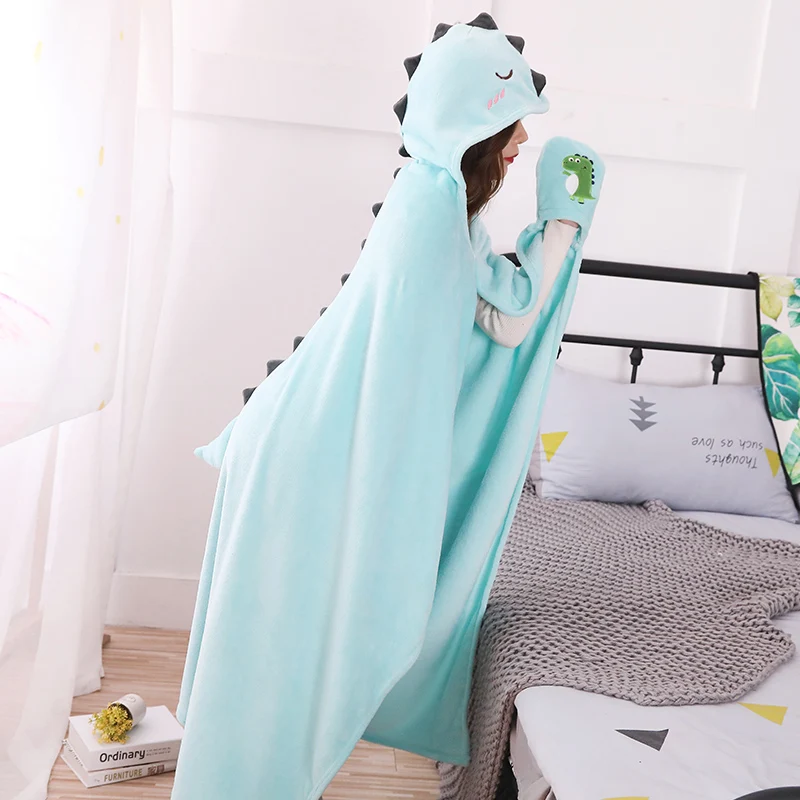 

Plush blanket 1pc super cute sleep dinosaur cloak tippet shawl soft flannel office rest toy baby girl outdoor gift