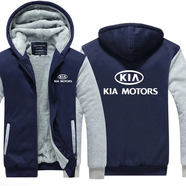 Осенне-зимняя мужская толстовка с капюшоном теплая KIA Motors рекламная куртка