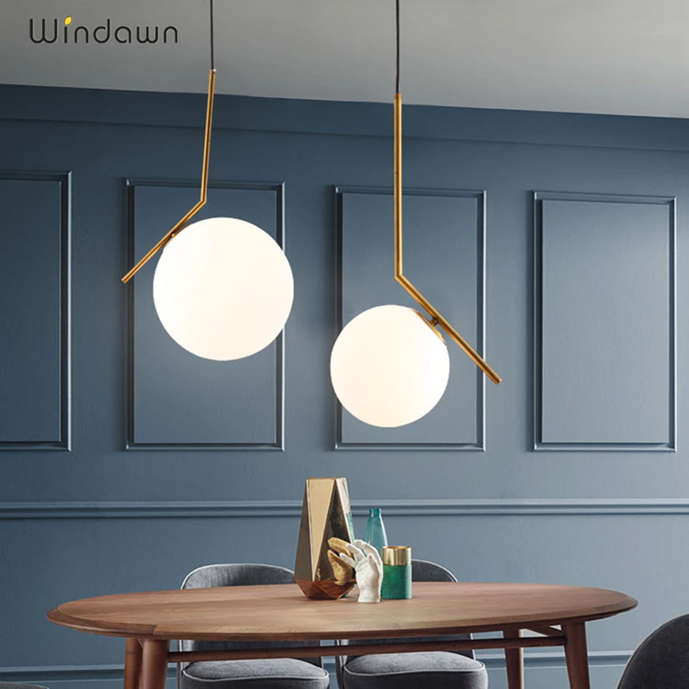 Windawn скандинавские Подвесные Светильники Стеклянная потолочная лампа латунная