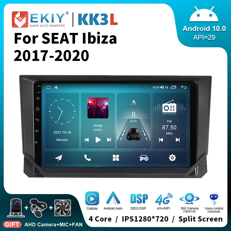 

EKIY KK3L Android стерео Автомагнитола для SEAT Ibiza 2017 2018 2019 2020 мультимедийный видеоплеер Navi GPS Carplay головное устройство без DVD