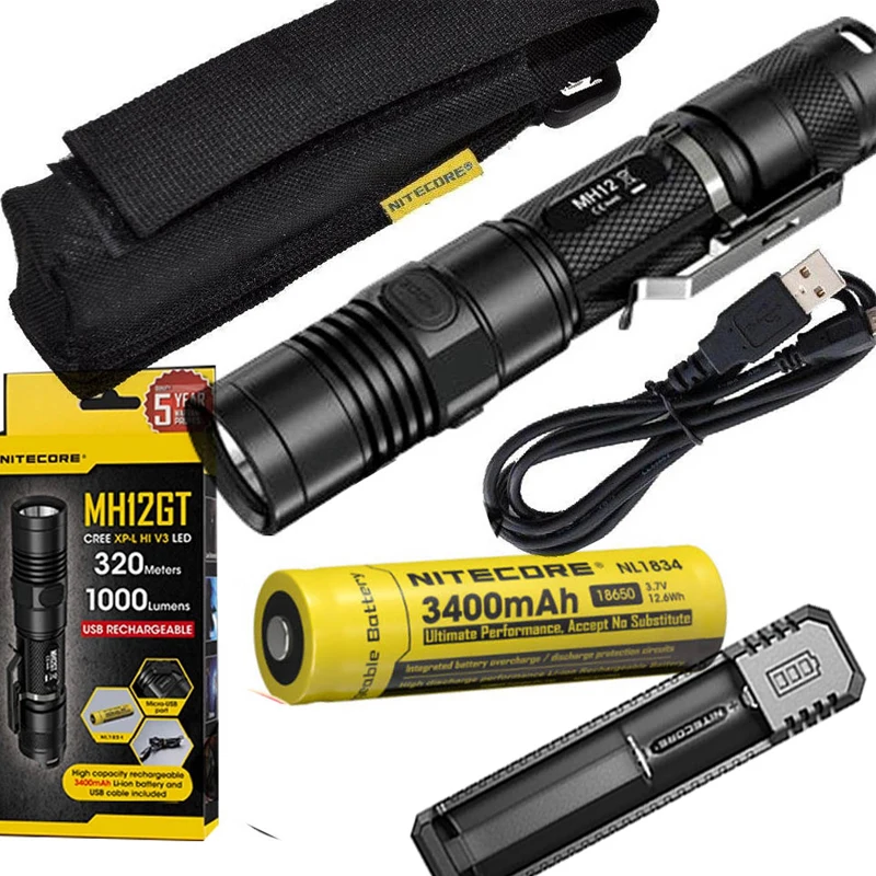 NITECORE MH12GT 1000 люмен светодиодный 18650 3400mah аккумулятор USB Перезаряжаемый Фонарик