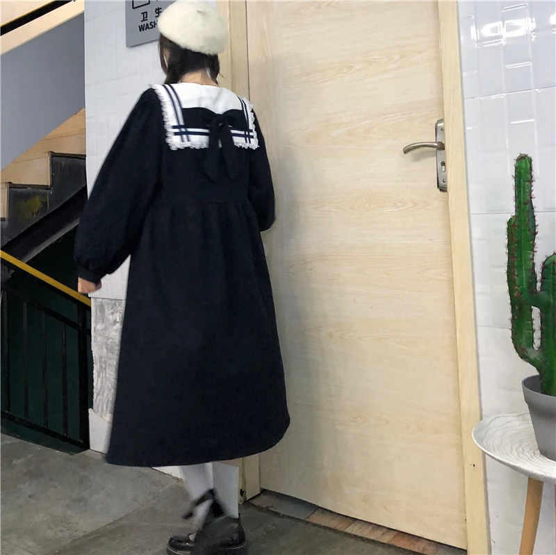 

French Design Sense Niche Retro College Style Little Black Dress Temperament Was Thin Cute Little Dress Women Autumn Winter