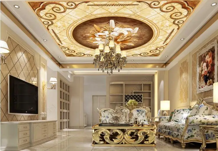 2018 36 Европейская текстура печатная потолочная пленка золотой купол 3D |