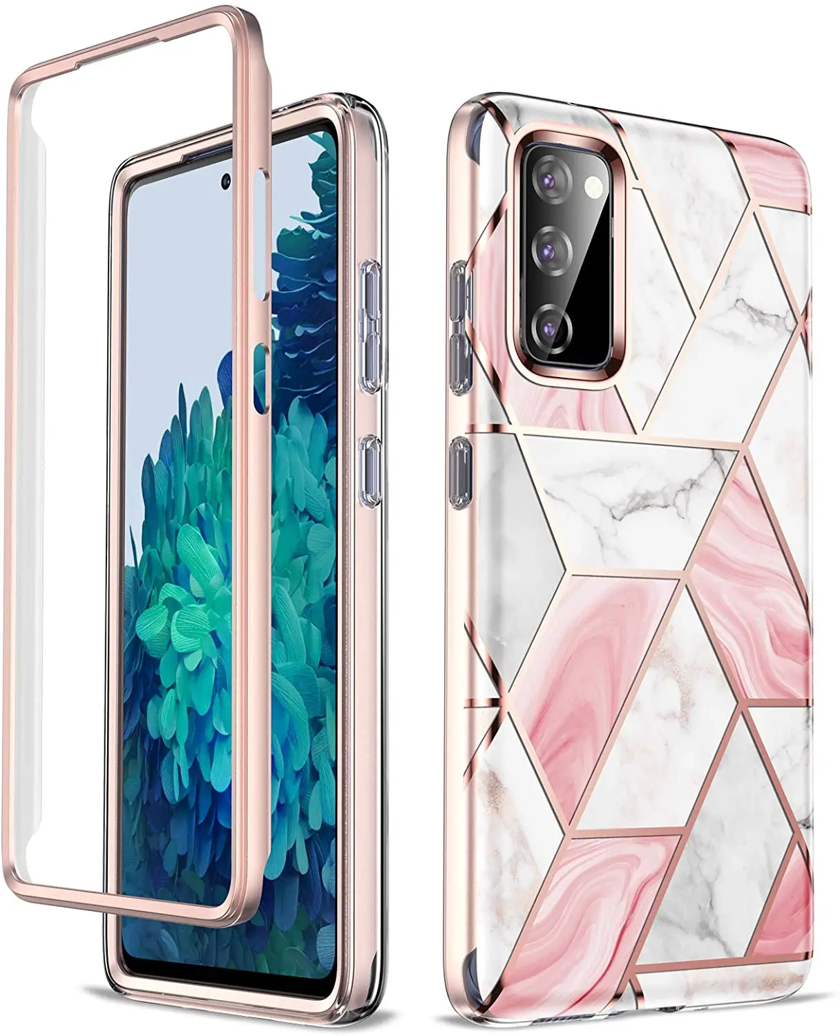 For Samsung Galaxy Note 20 10 S22 S21 S20 FE Ultra S10 Plus Full-Body Glitter Chrome Marble Cover WITHOUT Screen Protector