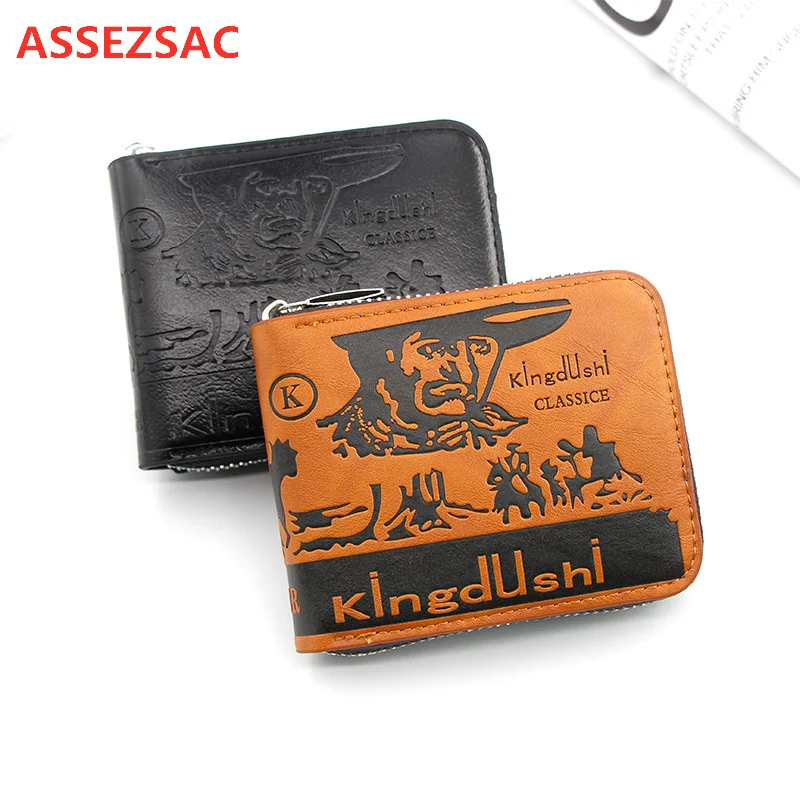 ASSEZSAC новые модные мужские кошельки портрет и 100 доллар шаблон кредитной карты
