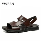 Мужские сандалии YWEEN из мягкой кожи, пляжная обувь с открытым носком, ремешки с пряжками, сандалии большого размера, лето 2021