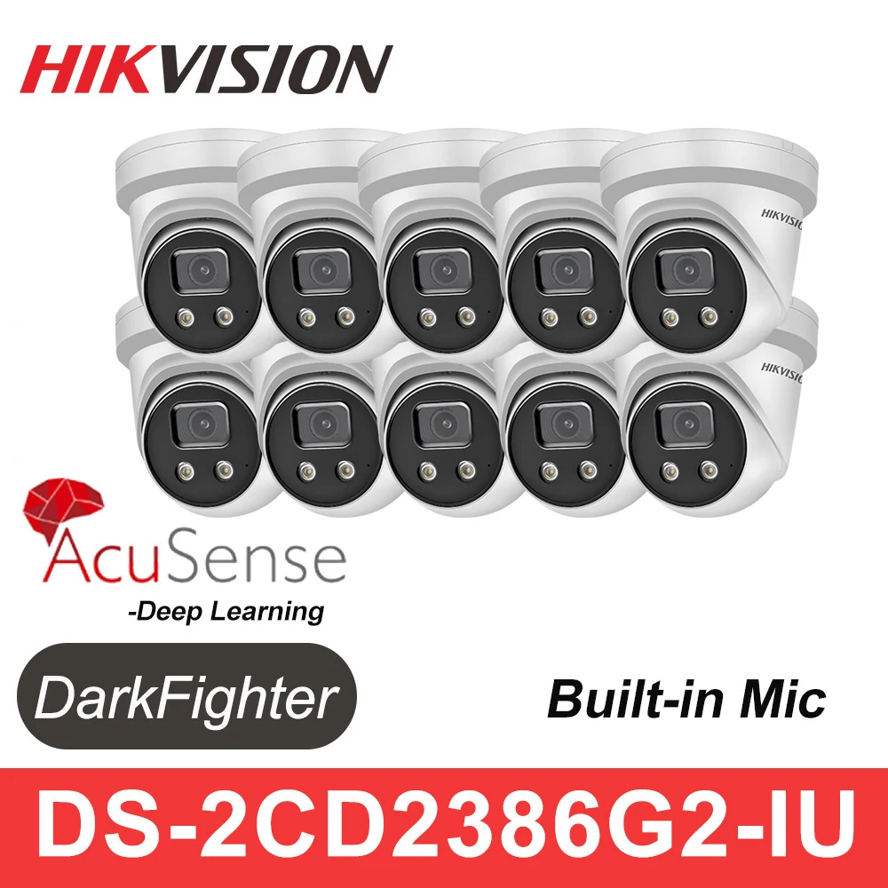 

Hikvision 8MP IP Camera 4K POE AcuSense Original DS-2CD2386G2-IU H.265+ DarkFighter IP67 IR 30M IPC Fixed Turret 10pcs/lot