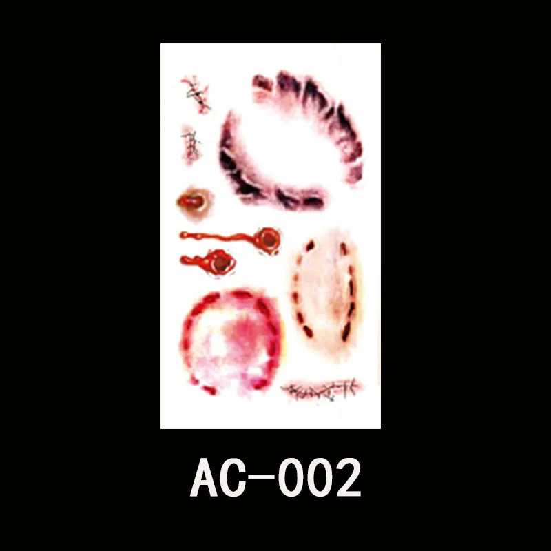 Искусственные Временные татуировки 3D на Хэллоуин наклейки для макияжа украшения