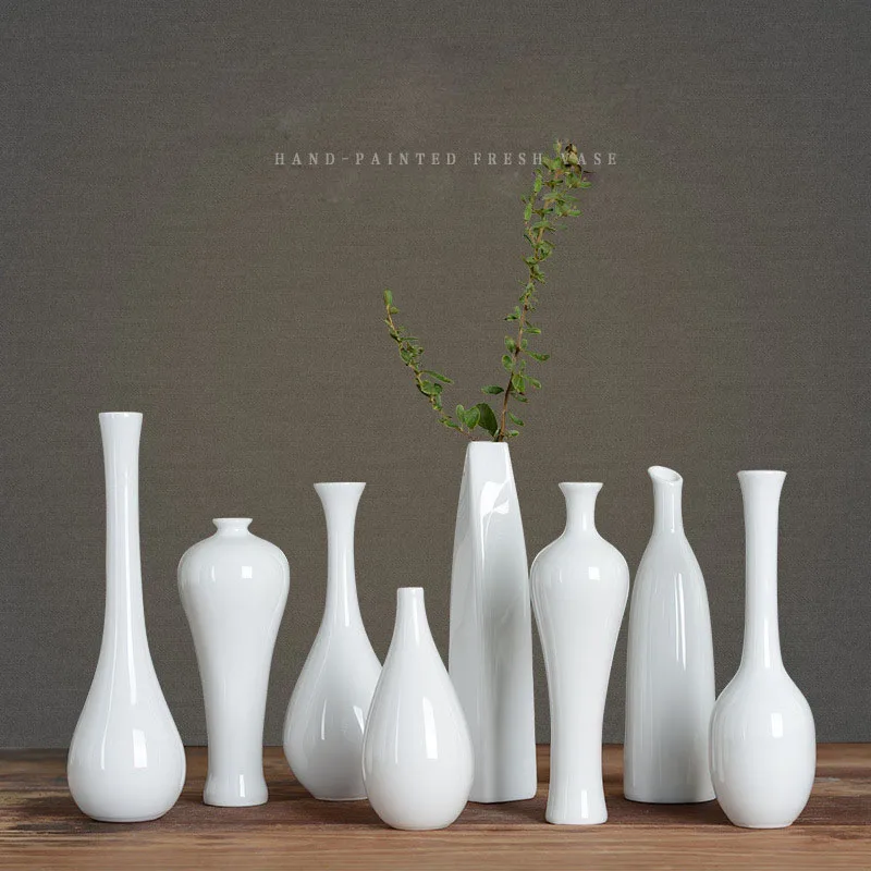 

Modern White Ceramic Decorative Flower Small Vase Centerpiece Art Crafts Home Table Decoration