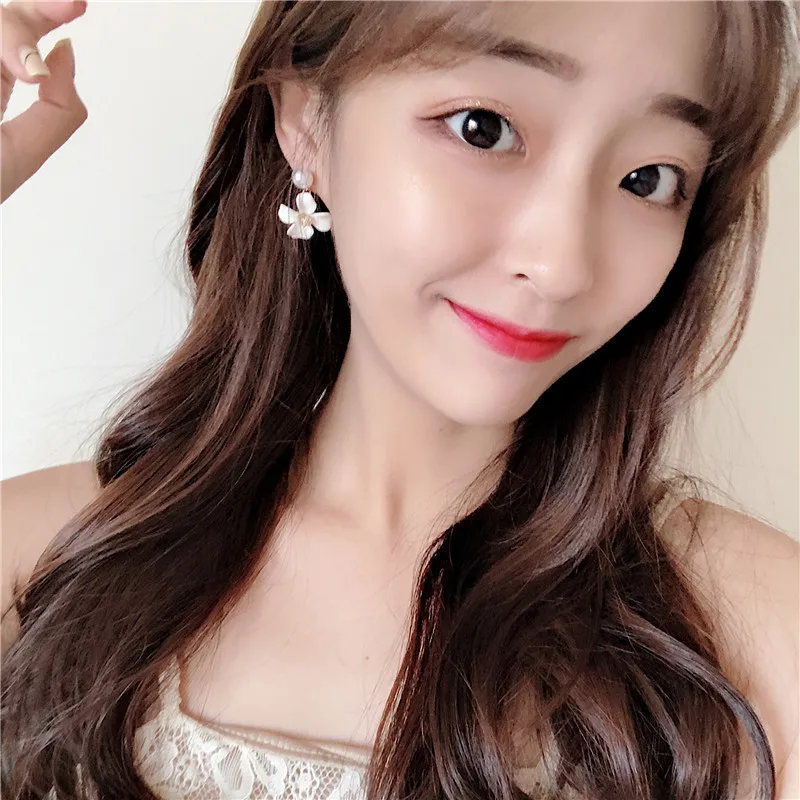 Простые матовые цветочные серьги ярких цветов модные жемчужные для женщин