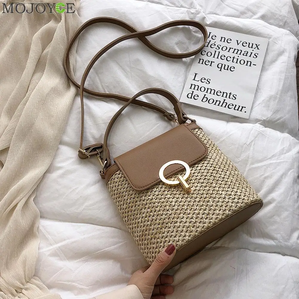 Маленькие плетеные сумки-мешки для женщин саквояж через плечо дамские сумки