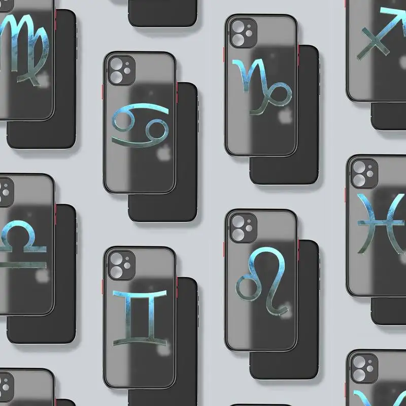 

Twelve constellation symbols Phone Case Matte Transparent for iPhone 7 8 11 12 s mini pro X XS XR MAX Plus Clear mobile bag